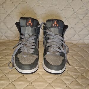 Jordan Black and Gray Sneakers with Orange Accents